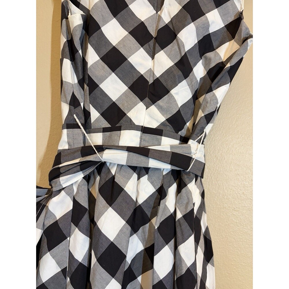 J.Crew Gingham Faux-Wrap Cotton Poplin Midi Dress 00 NWT Black & White Classic - Picture 10 of 11